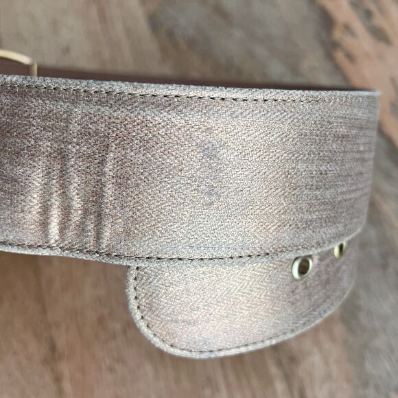 Chanel Authentic VTG 05 Womens Gold Wide Belt CC Logo Embellished Buckle Leather - Picture 13 of 16